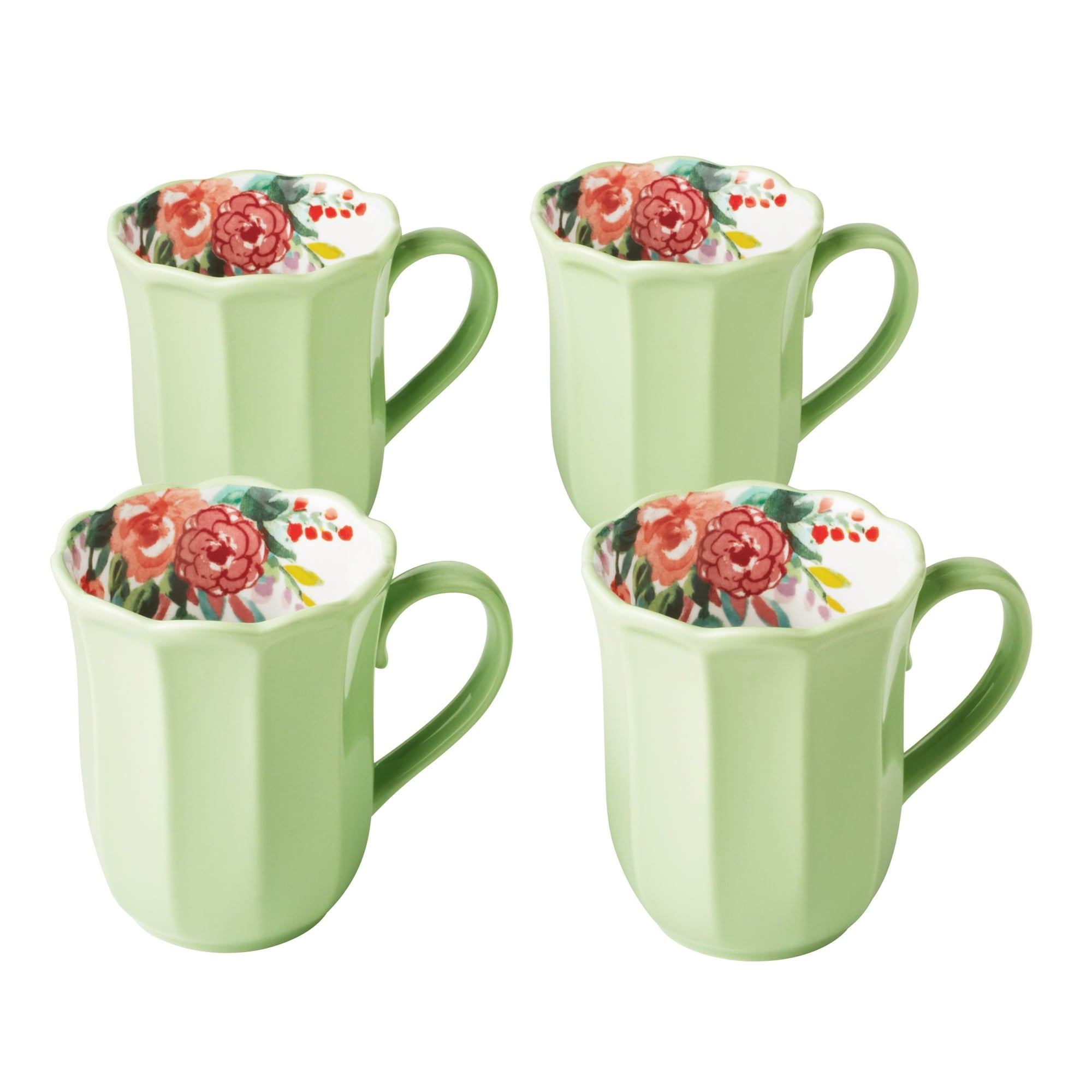 Painted Meadow Ceramic Mugs, Tea Mugs, Coffee Mugs -6-Ounce (Set of 4) Painted Meadow Ceramic Mugs, Tea Mugs, Coffee Mugs -6-Ounce (Set of 4)